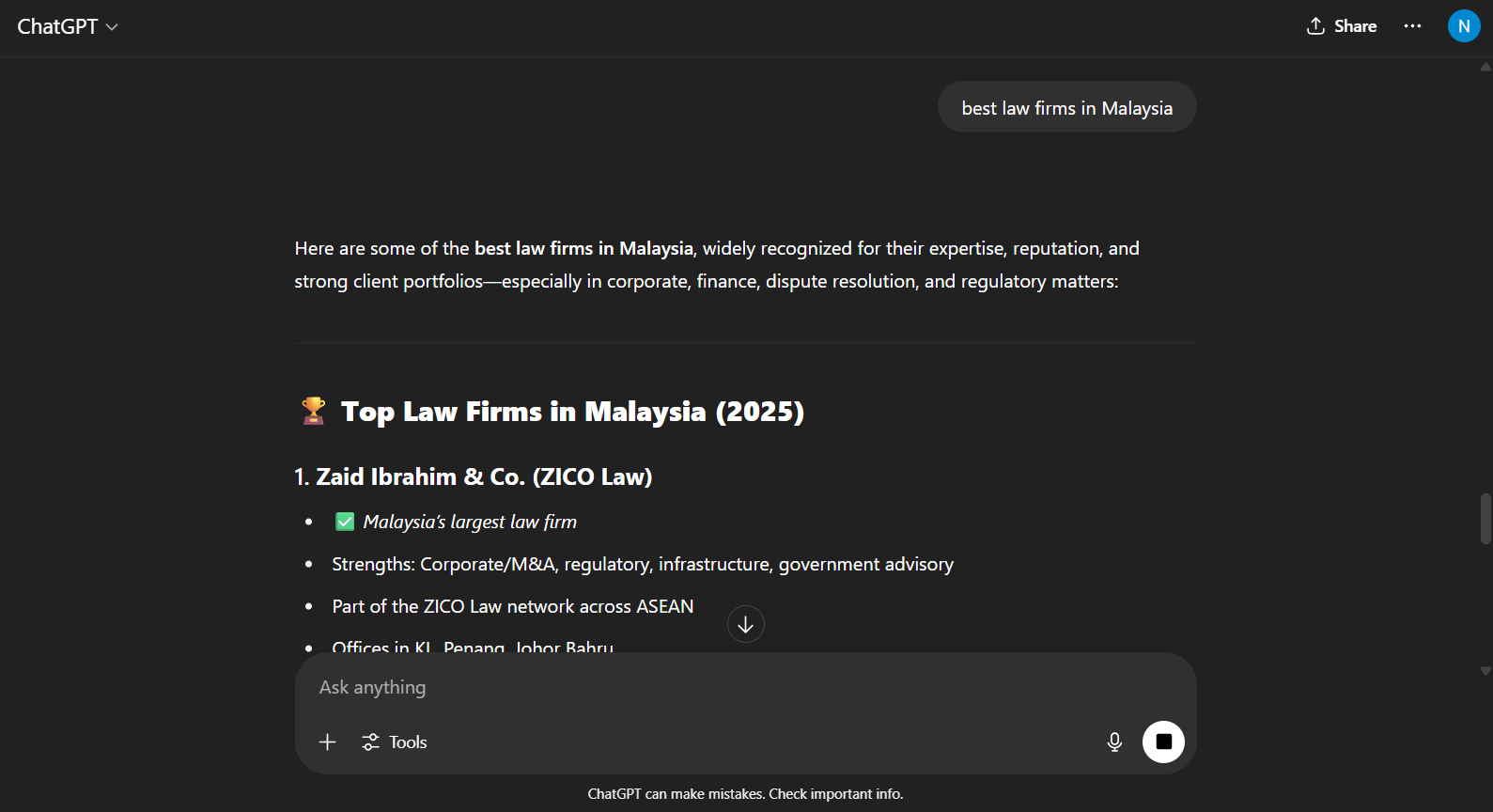 ChatGPT recommend local business